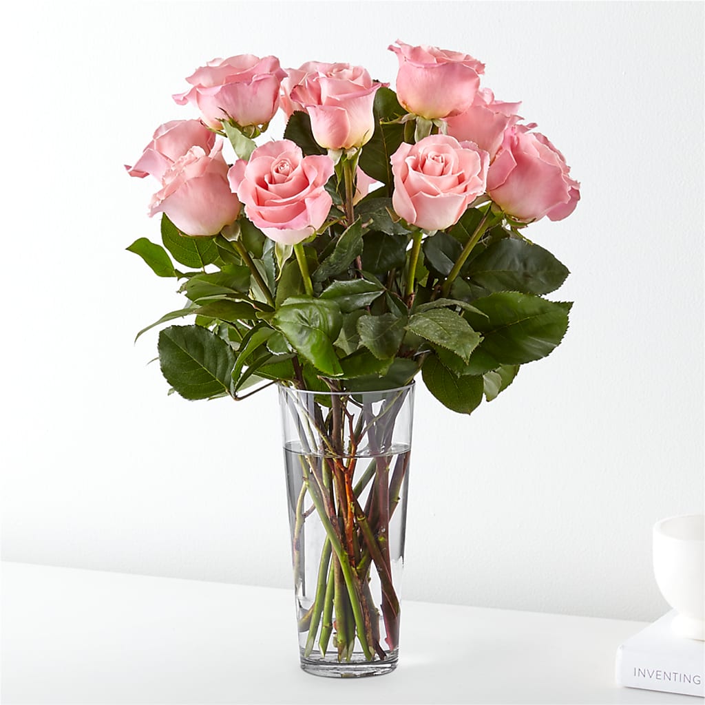 Long Stem Pink Rose Bouquet – DW FLORALS & GIFTS OF SANTA FE, Santa Fe TX