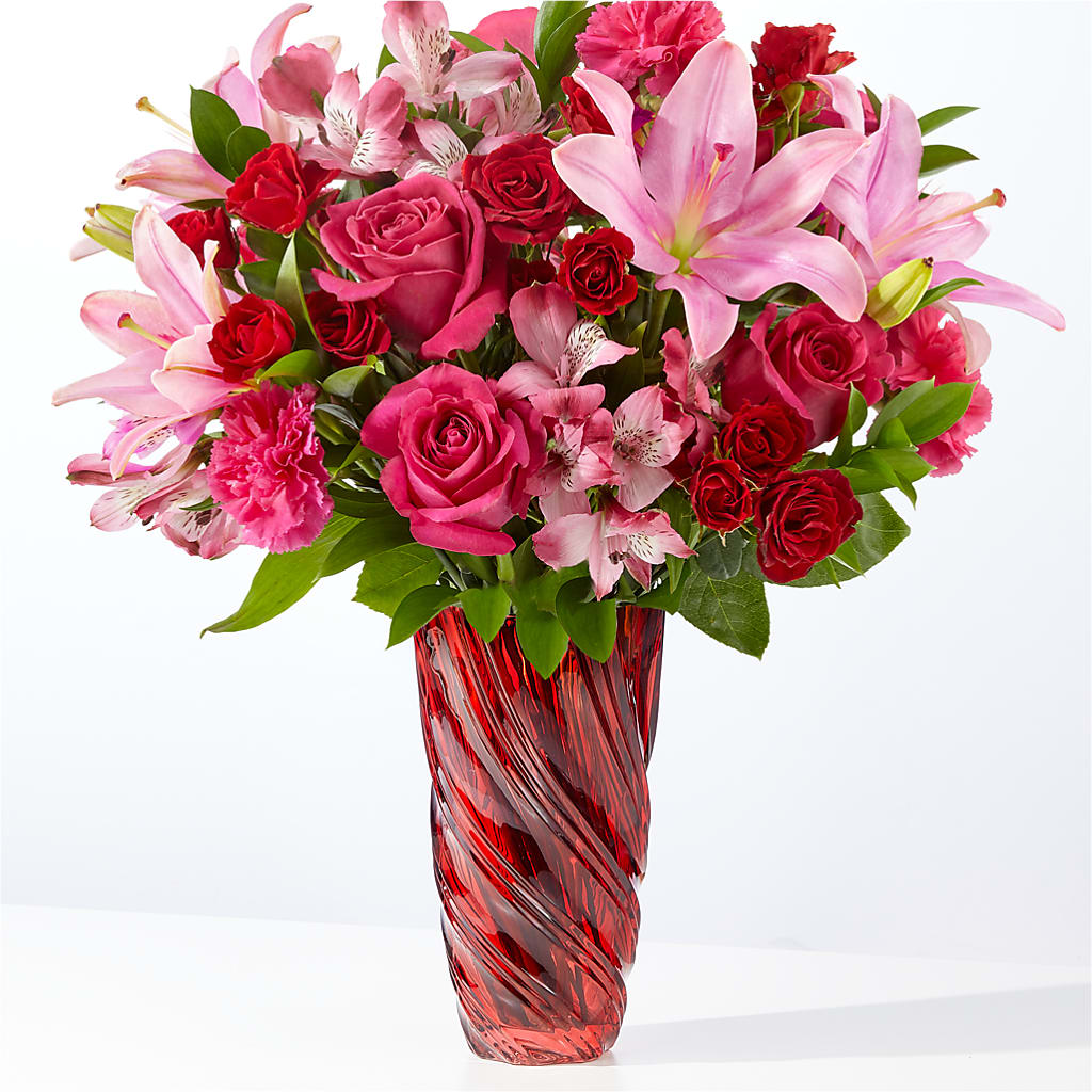 In Love Bouquet with Luxe Swirl Vase – DW FLORALS & GIFTS OF SANTA FE, Santa Fe TX