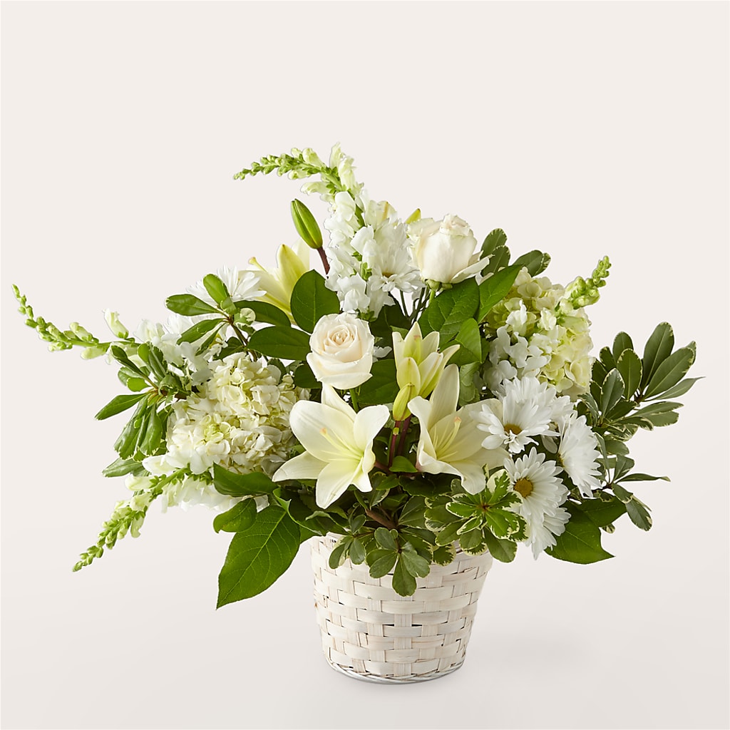 Ivory Elegance Floral Basket – DW FLORALS & GIFTS OF SANTA FE, Santa Fe TX