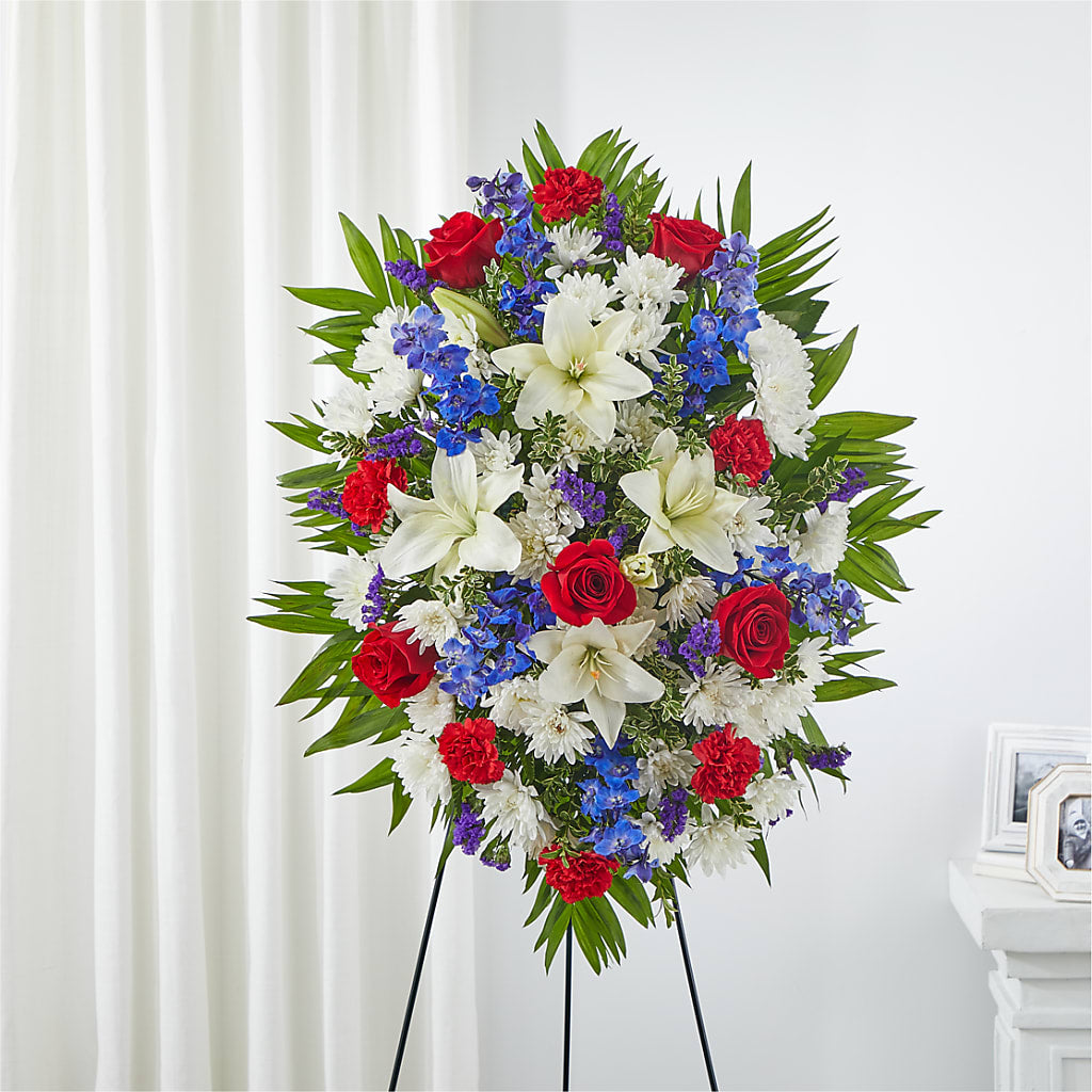 Cherished Service Standing Spray – DW FLORALS & GIFTS OF SANTA FE, Santa Fe TX