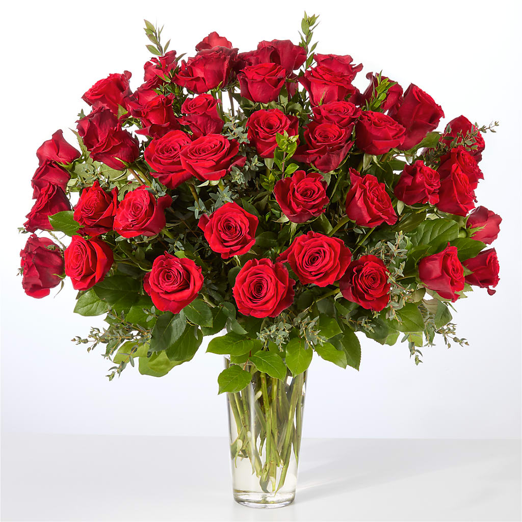 Forever Yours Fifty Stem Red Rose Bouquet – DW FLORALS & GIFTS OF SANTA FE, Santa Fe TX