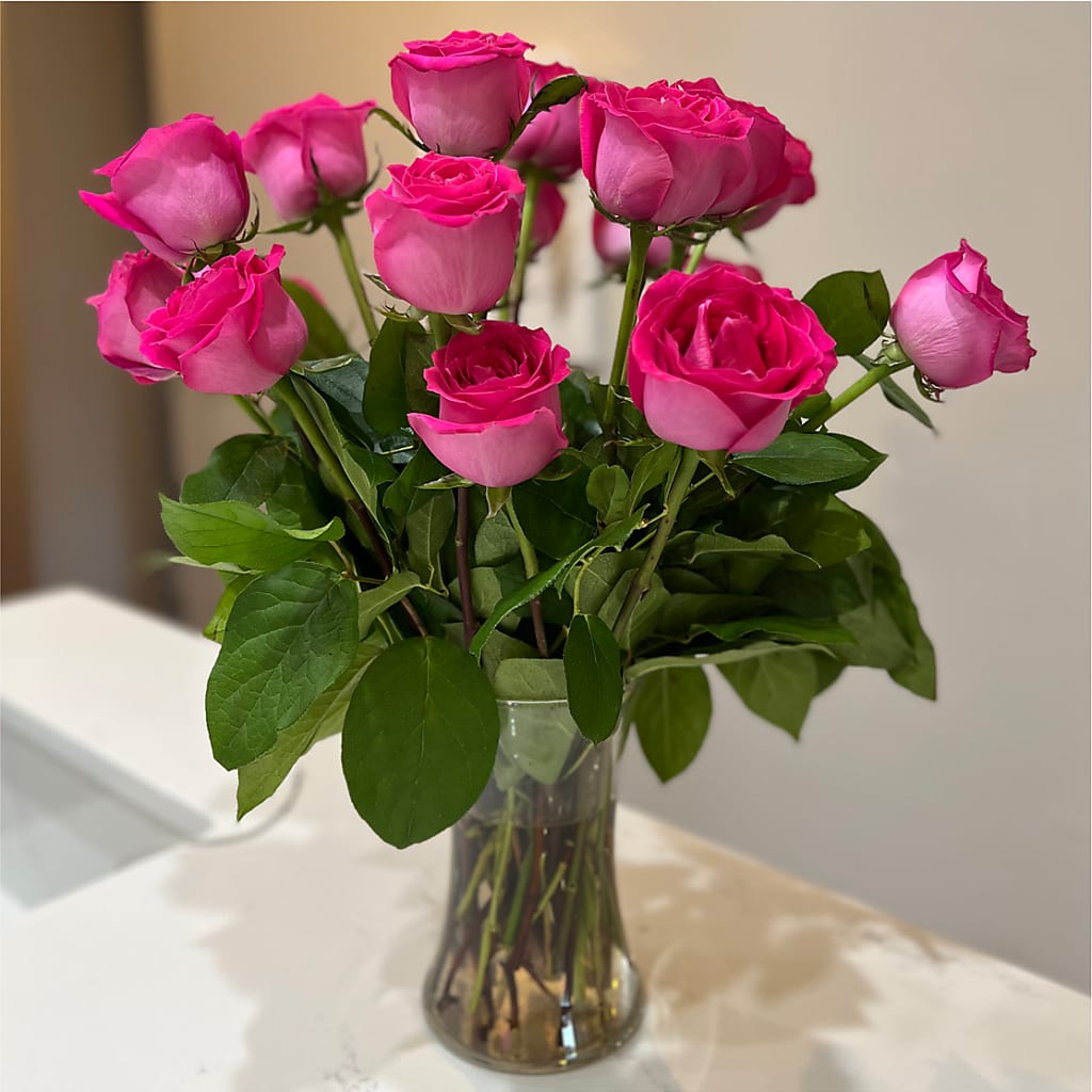 Long Stem Pink Rose Bouquet – DW FLORALS & GIFTS OF SANTA FE, Santa Fe TX