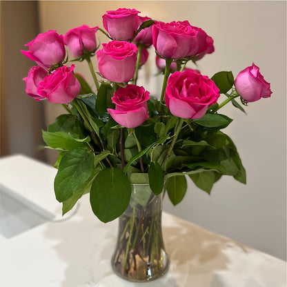 Long Stem Pink Rose Bouquet – DW FLORALS & GIFTS OF SANTA FE, Santa Fe TX