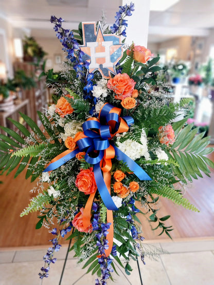 Houston Astros custom standing spray – DW FLORALS & GIFTS OF SANTA FE, Santa Fe TX