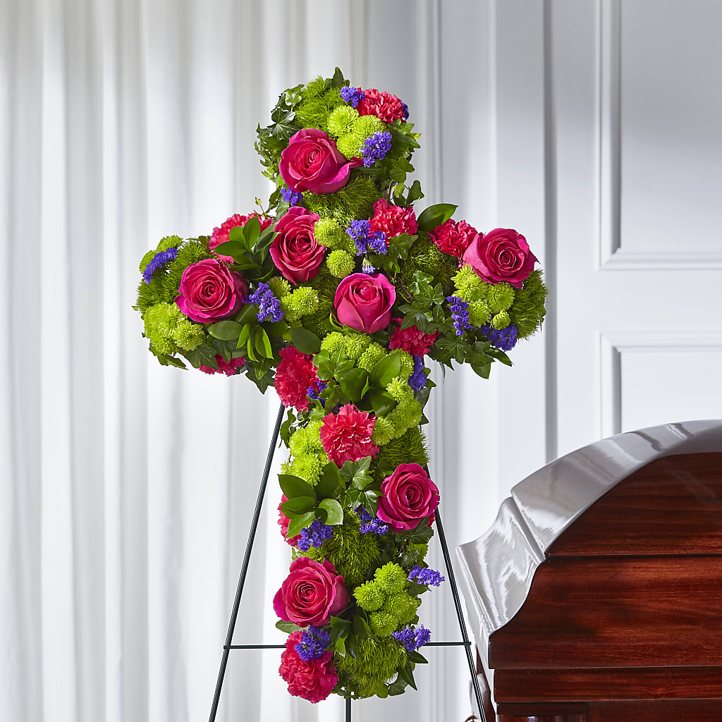 Tribute Rose Floral Cross – DW FLORALS & GIFTS OF SANTA FE, Santa Fe TX