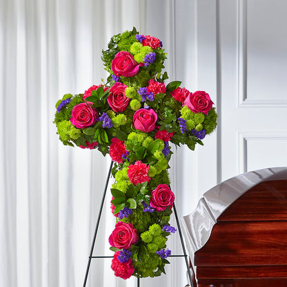 Tribute Rose Floral Cross – DW FLORALS & GIFTS OF SANTA FE, Santa Fe TX