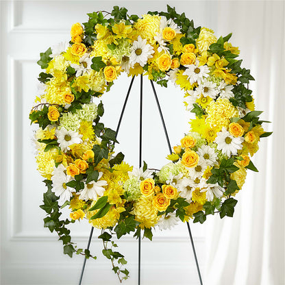 Golden Remembrance Wreath – DW FLORALS & GIFTS OF SANTA FE, Santa Fe TX