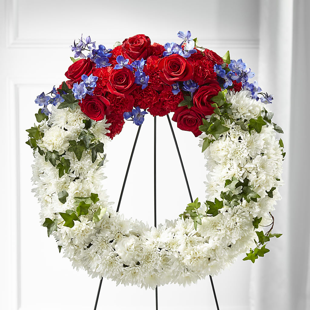 Patriotic Passion Wreath – DW FLORALS & GIFTS OF SANTA FE, Santa Fe TX