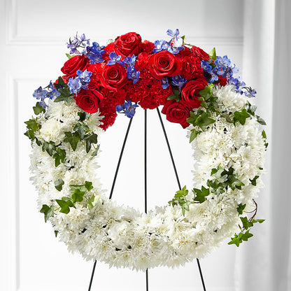 Patriotic Passion Wreath – DW FLORALS & GIFTS OF SANTA FE, Santa Fe TX