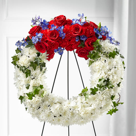 Patriotic Passion Wreath – DW FLORALS & GIFTS OF SANTA FE, Santa Fe TX