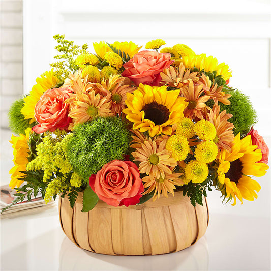 Harvest Sunflower Basket – DW FLORALS & GIFTS OF SANTA FE, Santa Fe TX
