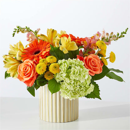 Autumn Sunshine Bouquet with Ivory Vase – DW FLORALS & GIFTS OF SANTA FE, Santa Fe TX