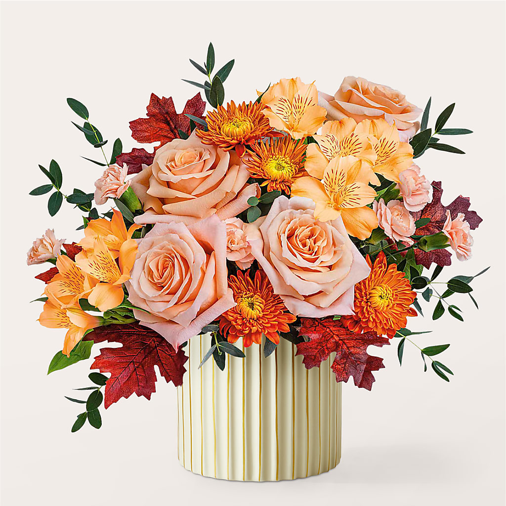 Spiced Latte Bouquet with Ivory Vase – DW FLORALS & GIFTS OF SANTA FE, Santa Fe TX