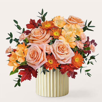 Spiced Latte Bouquet with Ivory Vase – DW FLORALS & GIFTS OF SANTA FE, Santa Fe TX