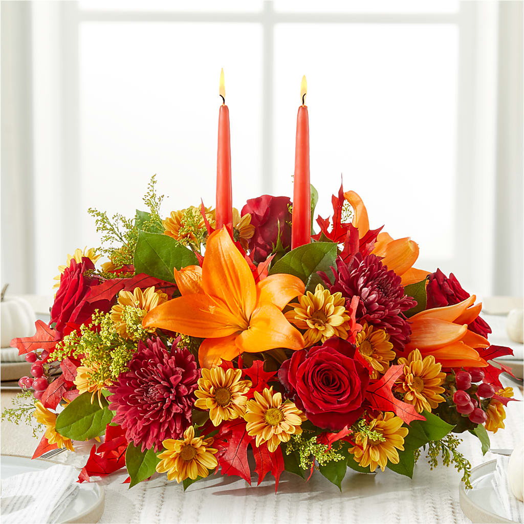 Autumn's Embrace Centerpiece – DW FLORALS & GIFTS OF SANTA FE, Santa Fe TX