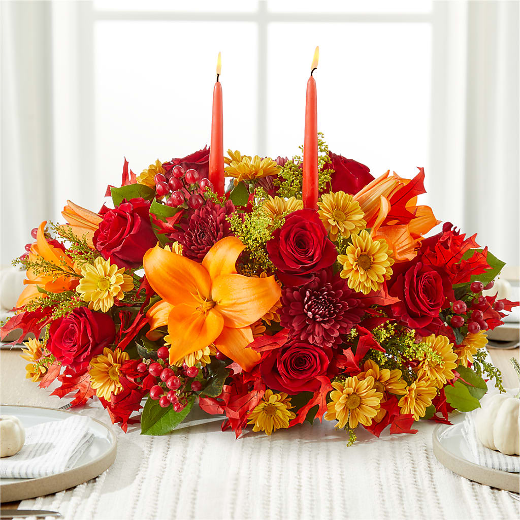 Autumn's Embrace Centerpiece – DW FLORALS & GIFTS OF SANTA FE, Santa Fe TX