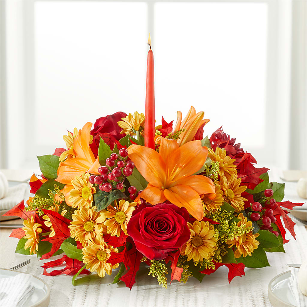 Autumn's Embrace Centerpiece – DW FLORALS & GIFTS OF SANTA FE, Santa Fe TX